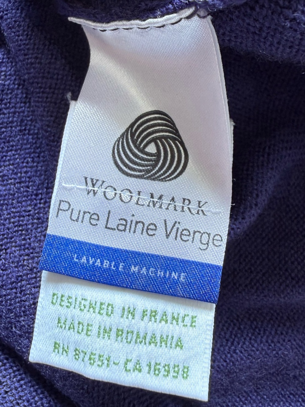 Lacoste Wool Sweater Royal Purple | Vintage Neck - Picture 5 of 5